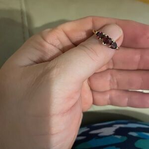 JTV Gold Ring with Deep Red Stones